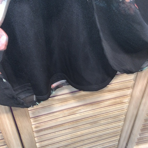 MTS Floral Flare Sleeves Lined Blouse Size Med Retro Boho Red Green Pink Black - Picture 6 of 8